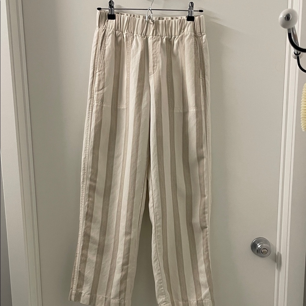 Banana Republic Cream Striped Wide Leg Pants